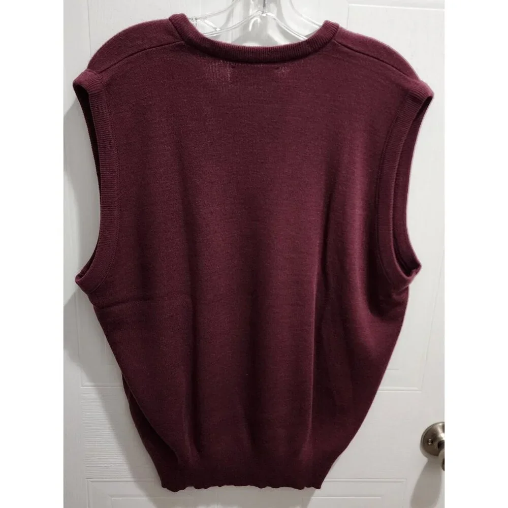 Vtg Izod Mens V-Neck Pullover‎ Sleeveless Sweater Vest Golf Red Maroon USA Sz M